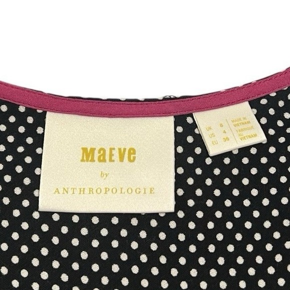 Anthropologie Womens Maeve Wrap Blouse Top Black White Polka Dot Size 4 - Picture 3 of 15